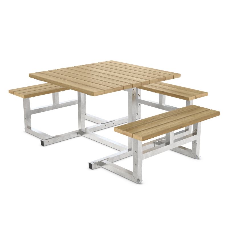 Wheelchair Accessible Picnic Table with No Backrest for 7 person